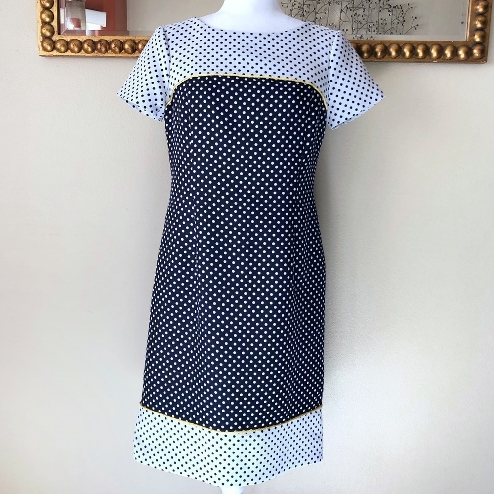 Jones New York Color-blocked Polka Dot Dress